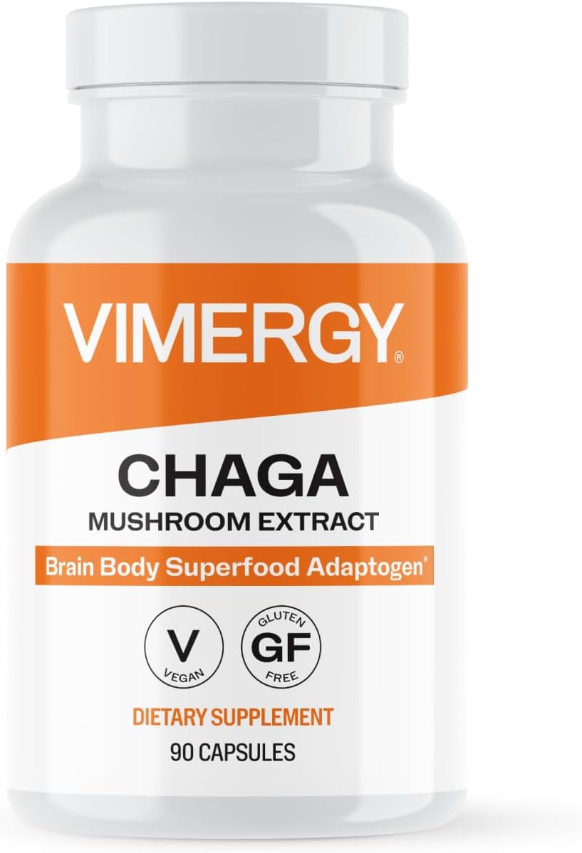Vimergy Chaga Capsules - Superfood Cellular Support* - Cardiovascular Health Benefits* - Kosher, Vegan, Gluten-Free - 90 Capsules