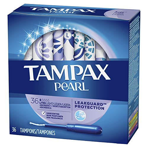 Tampax Pearl Plastic Tampons, Light Absorbency, Unscented, 36 Count (Pack of 2) (72 Total Count)
