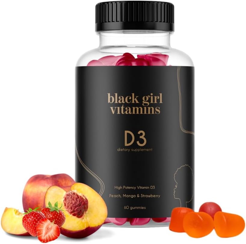 Black Girl Vitamins - Vitamin D3 Gummies, for Immune, Energy, and Bone Support, 2000IU (50mcg) Vitamin D per Serving, Gluten-Free Vitamin D Gummies