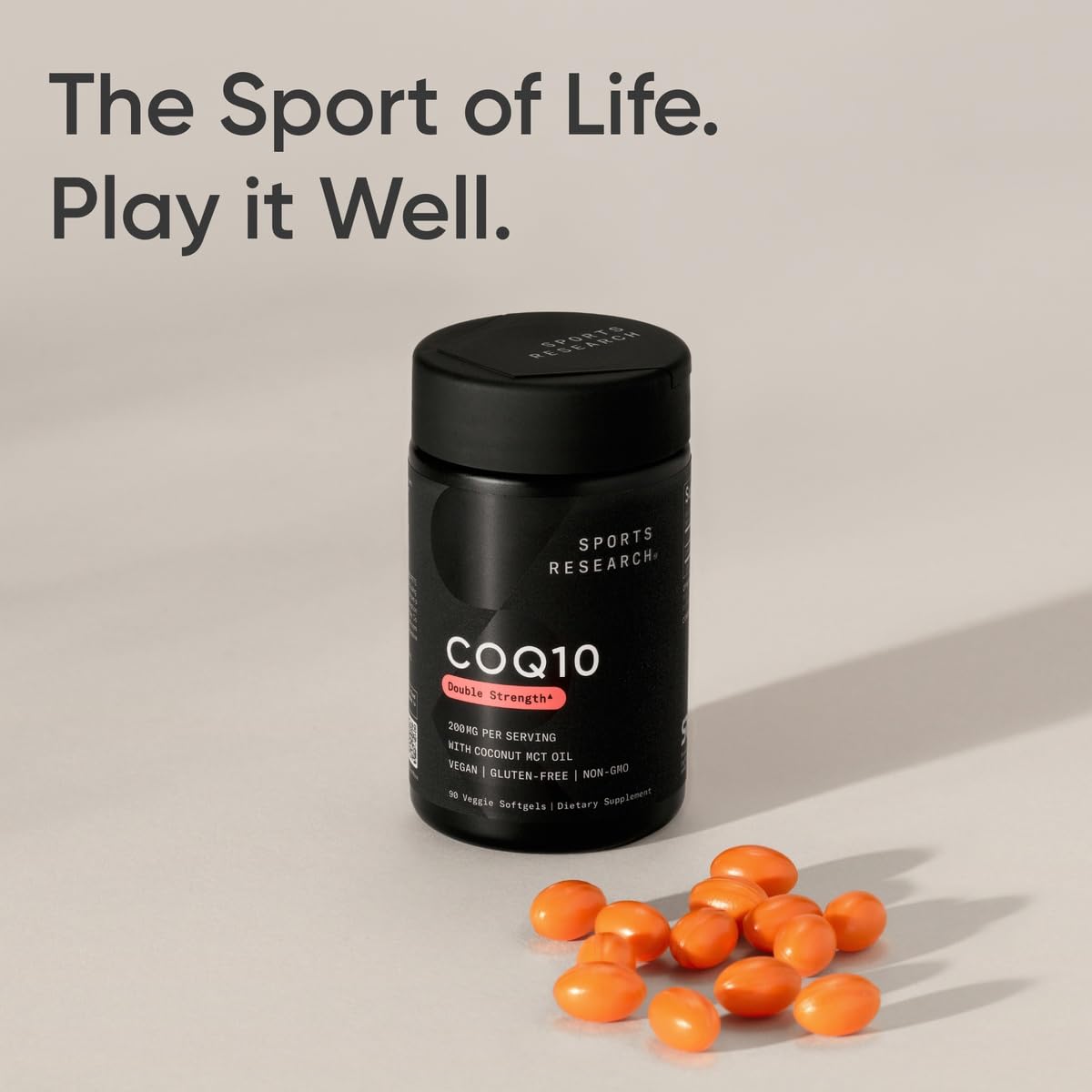 Sports Research CoQ10 (100mg) Enhanced w/Coconut Oil & Bioperine (Black Pepper) for Better Absorption - Vegan Certified, Non-GMO Verified (120 Veggie Softgels)