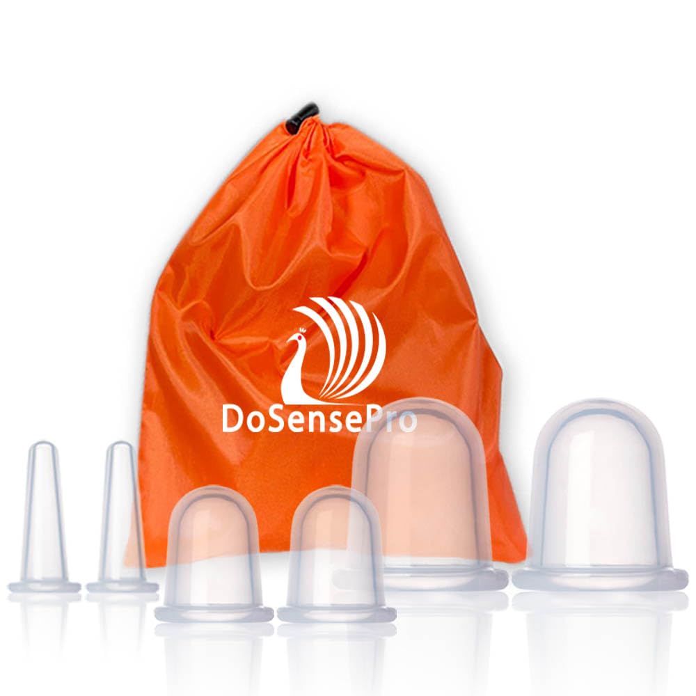 Cupping Kit for Massage Therapy - by DoSensePro, Cupping Set of 6 Professional Silicone Cups