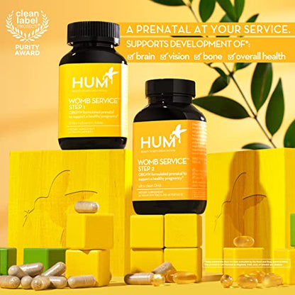 HUM Womb Service Prenatal & Postnatal Vitamins Combo Pack - OBGYN Formulated Vegan Prenatal