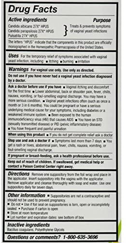 Yeast-Gard Advanced Homeopathic Suppositories 10 ea (Pack of 2)