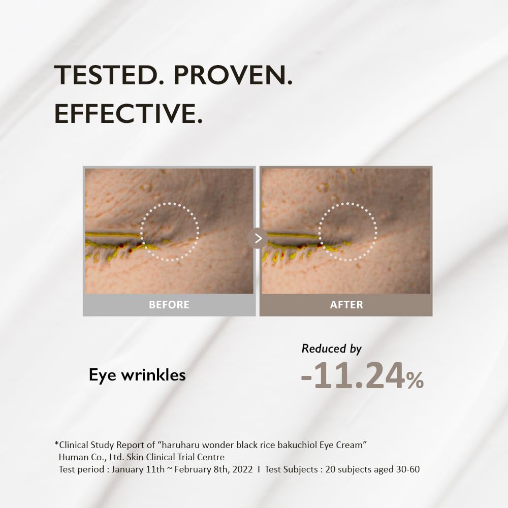 Haruharu Wonder Black Rice Bakuchiol Eye Cream 0.67 fl.oz / 20ml - Anti-Aging, Wrinkle Care, Natural Retinol Alternative