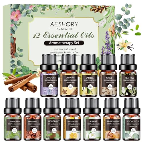 Essential Oils Set - 12 Pcs Aromatherapy Essential Oil Kit for Diffuser, Humidifier, Aromatherapy, Massage