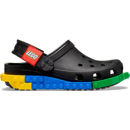 Crocs Unisex-Child Classic LEGO System Clogs, LEGO Shoes for Kids, Black, 2 Little Kid