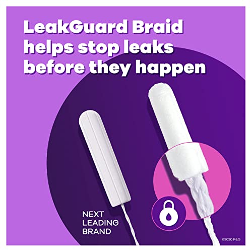 Tampax Radiant Tampons Multi Pack with LeakGuard Braid, Light/Regular Absorbency, Unscented, 26 Count