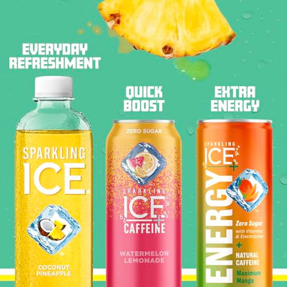 Sparkling Ice, Coconut Pineapple Sparkling Water, Zero Sugar Flavored Water, with Vitamin
