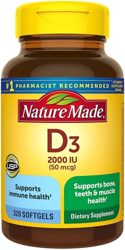 Nature Made Vitamin D3 2000iu 320 Ct. Soft Gels (Packaging May Vary)