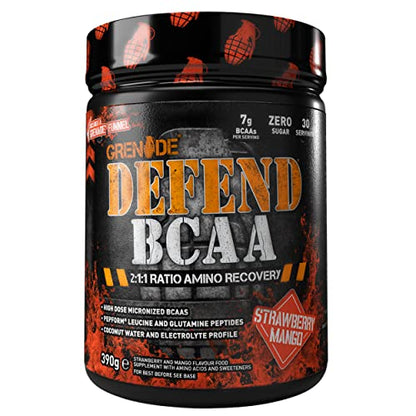 Grenade Defend BCAA Powder, Strawberry Mango, 390 g (7 g BCAA's Per Serving 