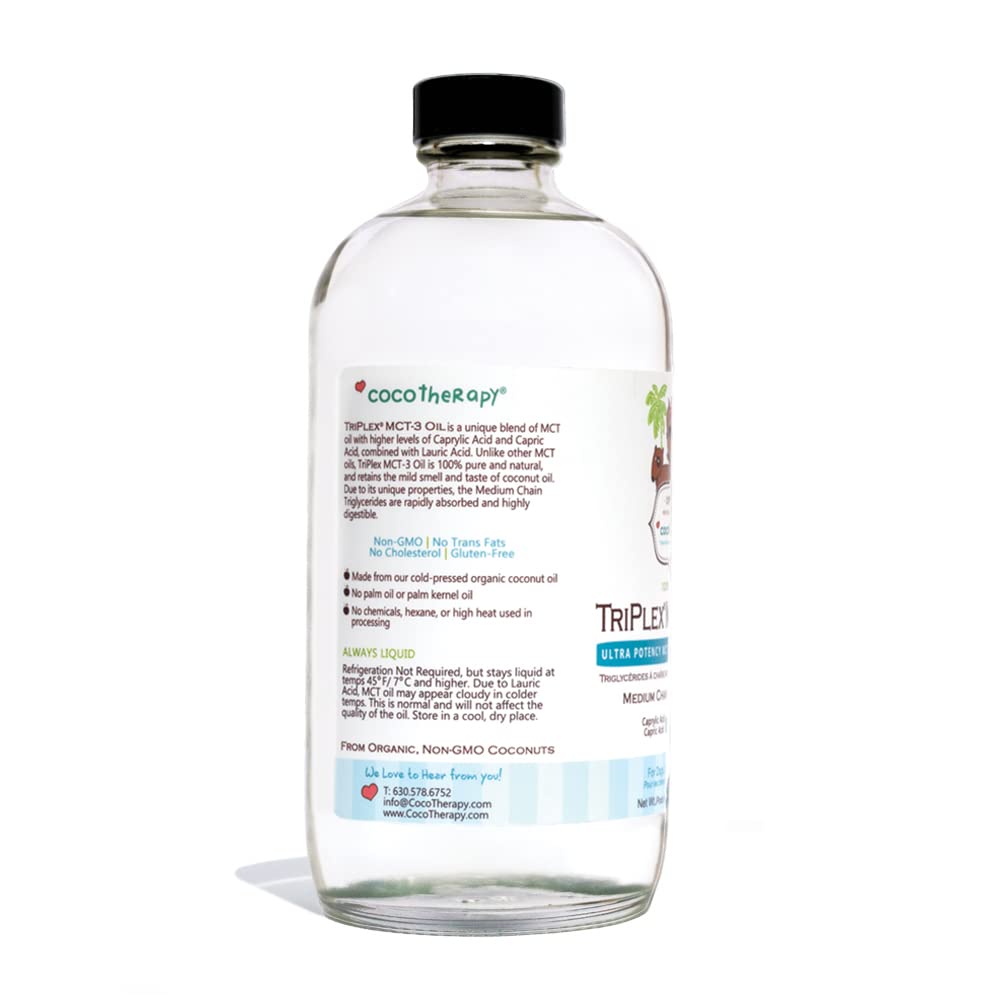 CocoTherapy Triplex MCT-3 Oil, Non-GMO, 100% Pure and Natural, 16 oz.
