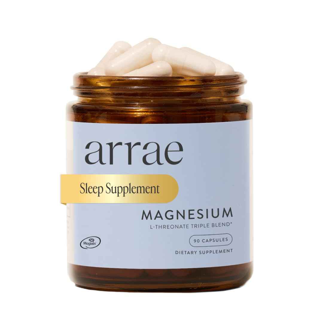Arrae Magnesium Supplement, Magnesium Glycinate, Citrate & L-threonate, 250 mg, Support Mood, Sleep, Nerves, and Muscles,90 Capsules ArraeBuy Supplements Australia