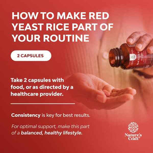 Natures Craft Red Yeast Rice with CoQ10 Supplement - Advanced Healthy Heart & Healthy Cholesterol Levels Formula for Men & Women - Red Yeast Rice Capsules with 1200 mg