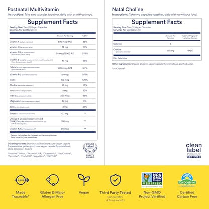 Ritual Postnatal Mom-to-Baby Set, Postpartum Multivitamin and Natal Choline Supplements