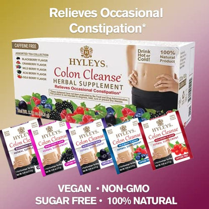 Hyleys Colon Cleanse Tea Assorted Flavors - 42 Tea Bags (1 Pack)