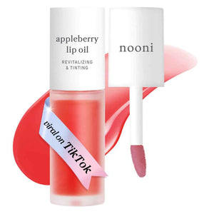 NOONI Korean Lip Oil - Appleberry - Long-Lasting, Moisturizing, Plumping, Revitalizing for Dry Lips, Waterproof, No Peel Off, Hydrating, Nourishing Crystal Clear, Stocking Stuffers, 0.12 FL Oz