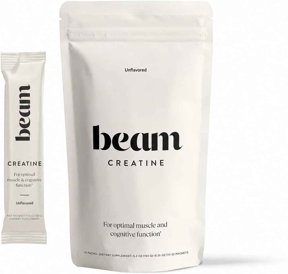 BEAM Creatine Monohydrate Powder - 5g Micronized Creatine Monohydrate, Third Party Tested Creatine for Women & Men, Muscle Strength, Growth, Recovery & Cognitive Support, Unflavored, 5 Servings