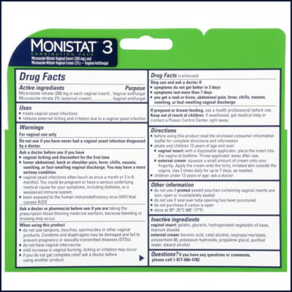 Monistat 3-Day Yeast Infection Treatment | Ovules + Itch Cream