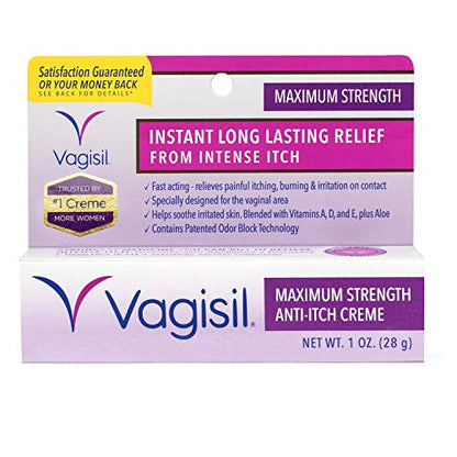 Vagisil Maximum Strength Feminine Anti-Itch Cream with Benzocaine for Women, Helps Relieve Yeast