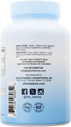 Magnesium Citrate 1400 mg by Alfa Vitamins - Supports Nerve & Muscle Function - Helps Energy Production - 60 Capsules