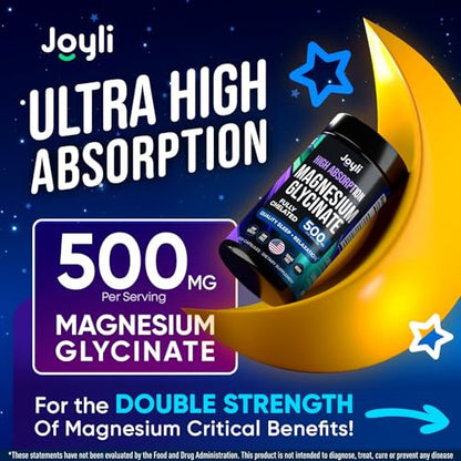 Magnesium Glycinate 500MG - Magnesium for Sleep - High Absorption Chelated Magnesiu