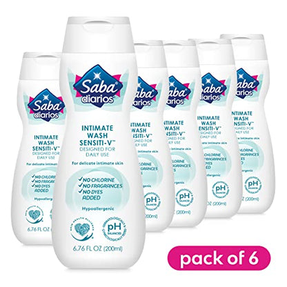 Saba Sensiti-V Intimate Wash, Feminine Hygiene Wash, 6.76 fl oz (Pack of 6)
