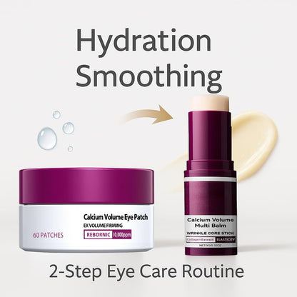 BeiBreeze Eye Care Duo - Calcium Multi Balm Stick + 60ea Hydrogel Under Eye Patches (30 Pairs) - Hydrating & Smoothing Eye Treatment Set