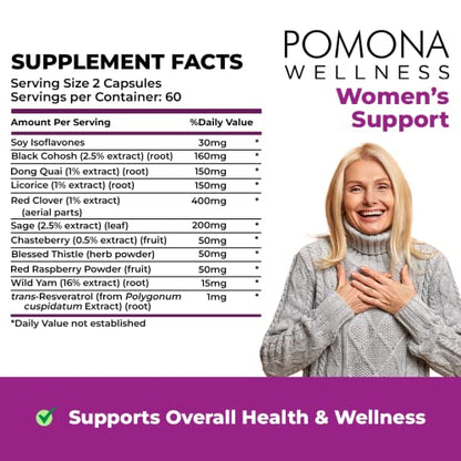 Pomona Wellness Women's Menopause Supplement Multivitamin, Supports Hormone Balance
