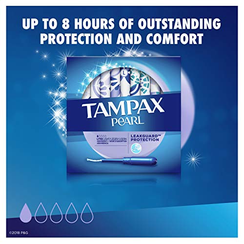 Tampax Pearl Plastic Tampons, Light Absorbency, Unscented, 36 Count (Pack of 2) (72 Total Count)