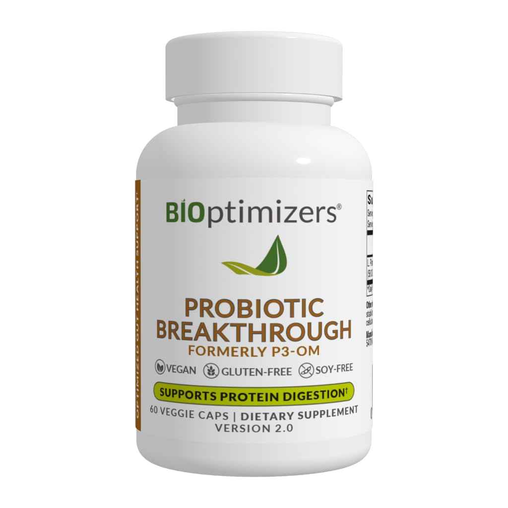 BIOptimizers Probiotic Breakthrough - Lactobacillus Plantarum OM Probiotics & Prebiotics Health Supplement for Gut, Digestive & Immune Support Probiotics