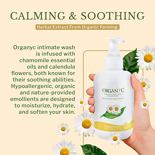 Organyc Feminine Intimate Wash for Sensitive Skin with Chamomile, Free from Chlorine, Parabens
