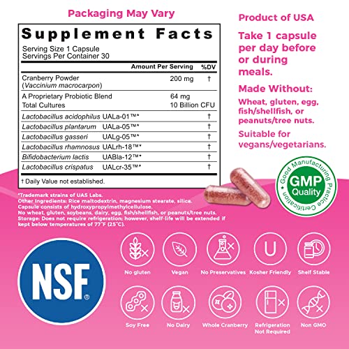 NutriCelebrity NutriFlora-Pro Probiotics for Women - Support Vaginal, Urinary Health (UTI)