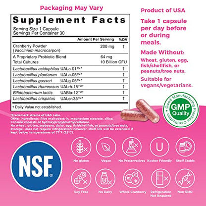 NutriCelebrity NutriFlora-Pro Probiotics for Women - Support Vaginal, Urinary Health (UTI)
