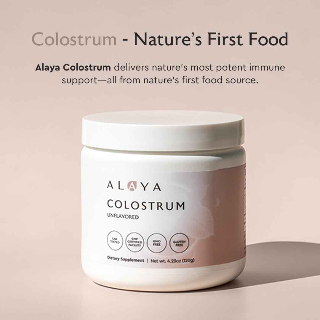 Alaya Naturals Bovine Colostrum Powder - Superfood, Bioactive Colostrum for Gut Health, Immune Support, Hormonal Balance & Muscle Recovery