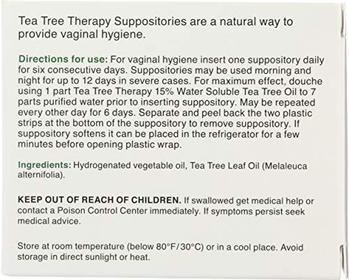 Tea Tree Therapy Vaginal Suppositories with Oil, 6 Count, White