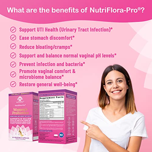NutriCelebrity NutriFlora-Pro Probiotics for Women - Support Vaginal, Urinary Health (UTI)