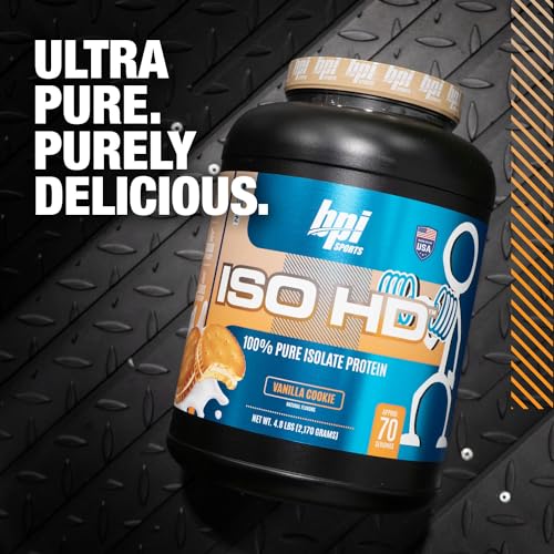 BPI Sports ISO HD Isolate Protein Vanilla Cookie, 76.8 oz - 69 Servings