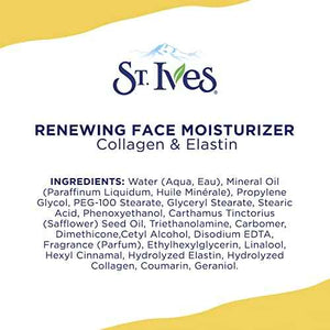 St. Ives Face Moisturizer Cream, Collagen and Elastin, Renewing Facial Moisturizer for Women, Paraben Free