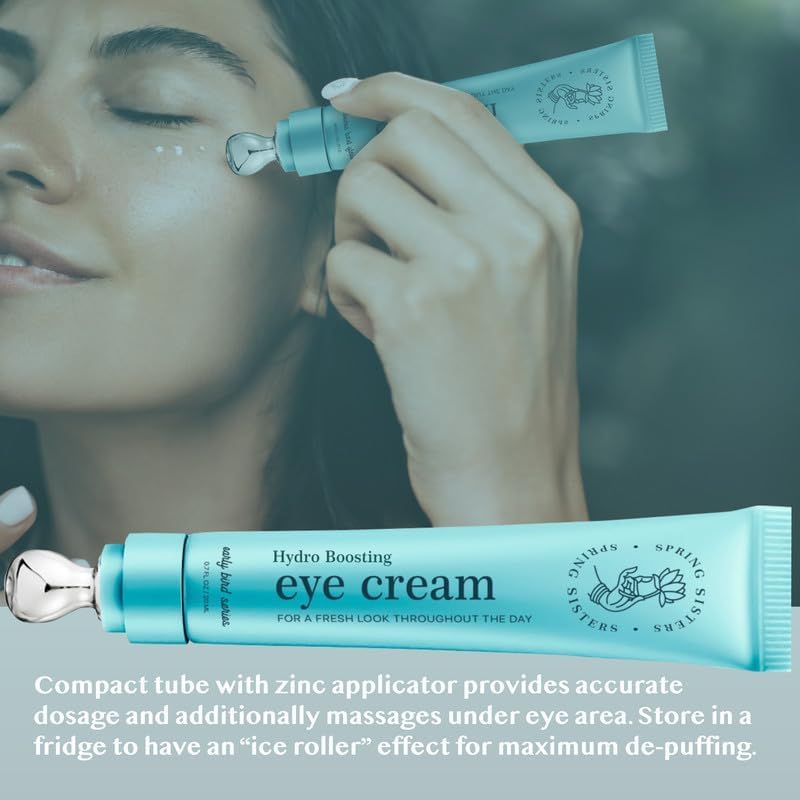 Caffeine Eye Cream for Dark Circles & Puffiness (15ml) – Anti-Aging Brightener with Niacinamide, Squalane & Peptide Complex | Cooling Zinc Roller Applicator