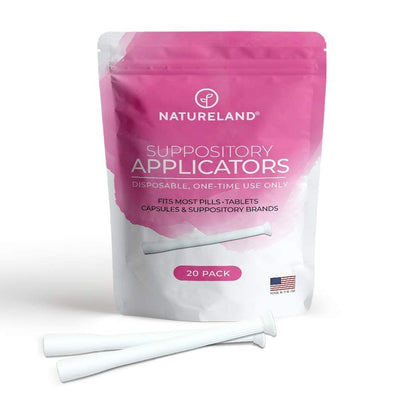 Natureland [40 Count Boric Acid Suppositories 600mg w/ [20 Pack] Vaginal Applicator - Feminine Care