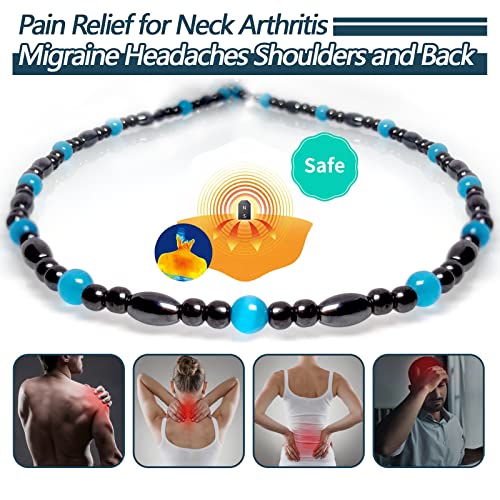 Magnetic Therapy Necklace Hematite Necklace Black Obsidian Aquamarine Magnetic Necklace