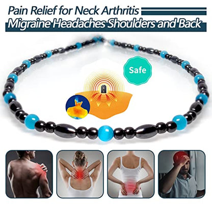 Magnetic Therapy Necklace Hematite Necklace Black Obsidian Aquamarine Magnetic Necklace