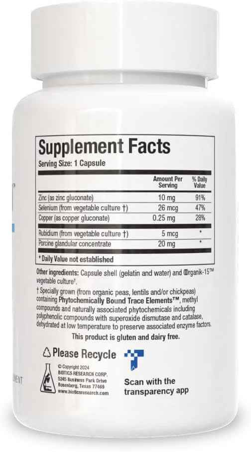 Biotics Research GTA Forte II Selenium Supplement with Zinc, Copper, Porcine Glandular & Rubidium, Endocrine Glands Support, Optimal Hormonal Balance, Phytochemically Bound Trace Elements 90 Capsules