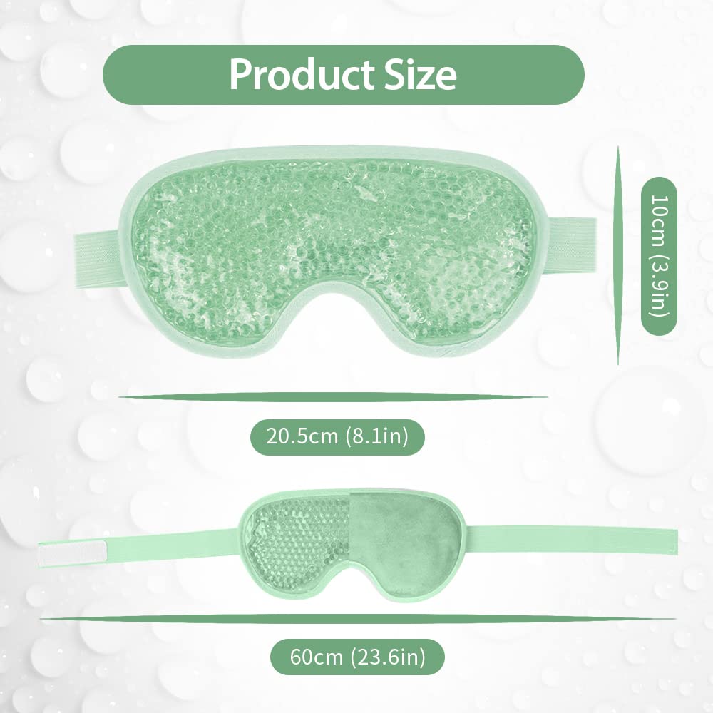 NEWGO Cooling Eye Mask Cold Ice Pack – Puffy Eyes, Dark Circles, Headache & Stress Relief (Blue/Green 2 Pack)