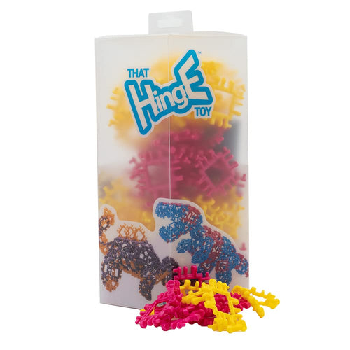Incredibly Interconnectable Toys That Hinge Toy 150 Piece Yellow + Pink Set, Dinosaur + More STEM Construction Toy Building Set