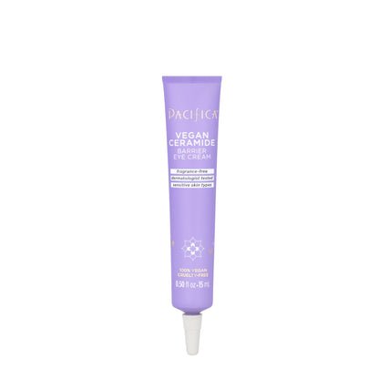 Pacifica Vegan Ceramide Barrier Eye Cream - Hydrating Under Eye Moisturizer for Sensitive Skin - Fragrance-Free Treatment (0.5 fl. oz)