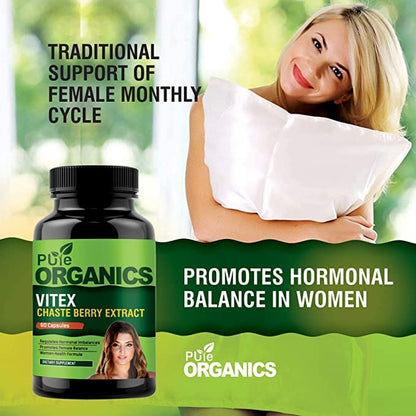 Organic Vitex Chasteberry Extract, Helps Sooth Symptoms of PMS and Menopause, 60 Capsules