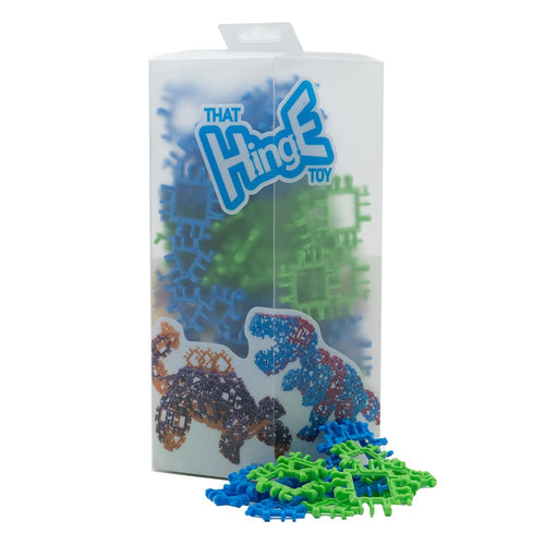 Incredibly Interconnectable Toys That Hinge Toy 150 Piece Blue + Green Set, Dinosaur + More STEM Construction Toy Building Set