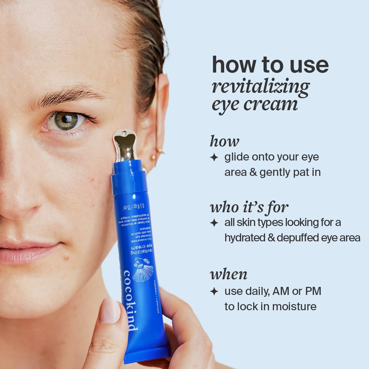 Cocokind Revitalizing Eye Cream – Hydrating & Depuffing Eye Cream with Cooling Metal Applicator for Fine Lines & Wrinkles (0.5 fl oz, 3 Pack)