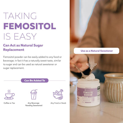 Femositol Myo-Inositol & D-Chiro Inositol Complex Supplement - Clinically Validated 40:1 Ratio (Vitamin B8) - Hormonal Balance & Healthy Ovarian Function Support (90 Capsules - 30 Servings)